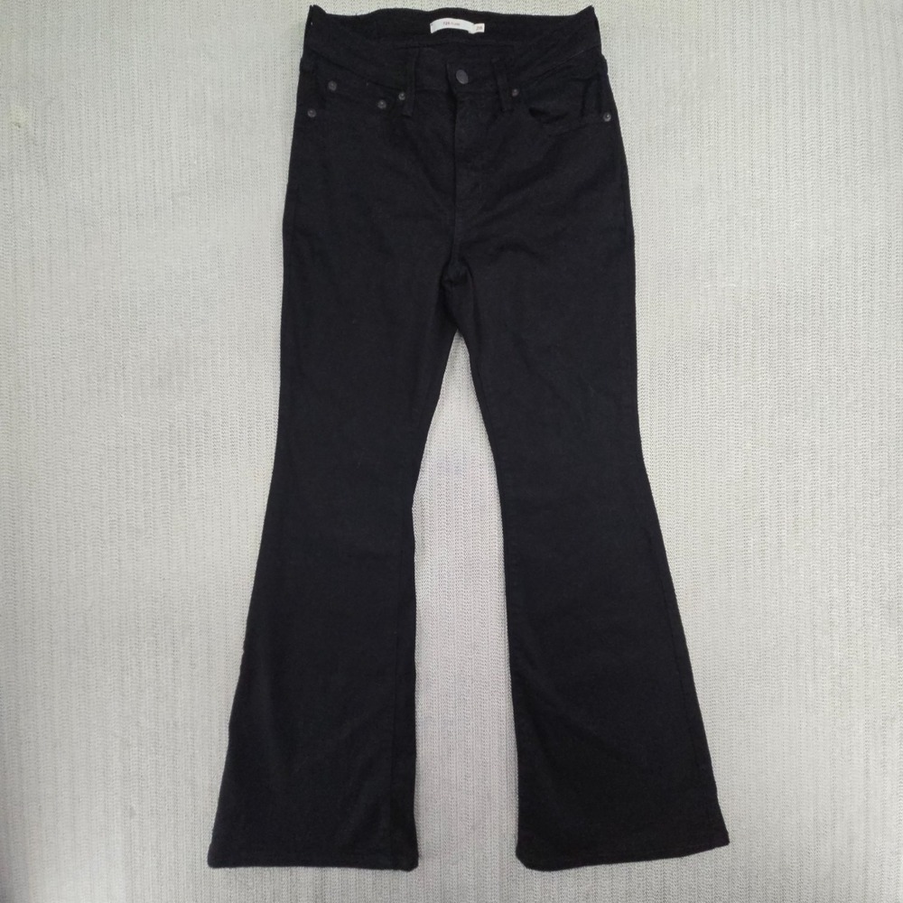 Levi's 726 Flare Leg Jeans Womens 28x30 Black Dark Wash Denim Stretch Pants